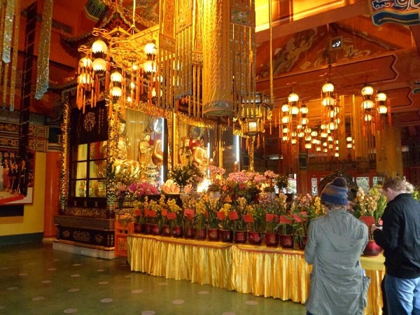 Chinese New Year decorations at a temple in Hong Kong