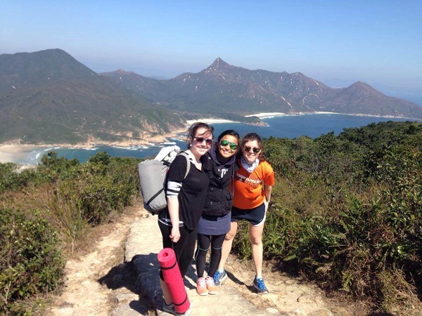 Hikers and view of Tai Long Wan from the MacLehose Trail