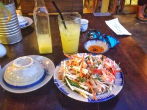 Coconut, shrimp and bacon salad in Saigon