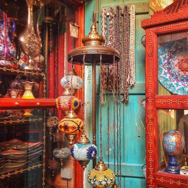 Colourful lanterns at the Souq Waqif in Doha Qatar