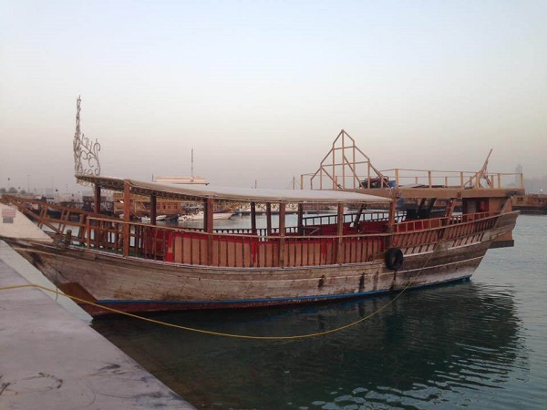 Dhow boats on the water in Doha Qatar