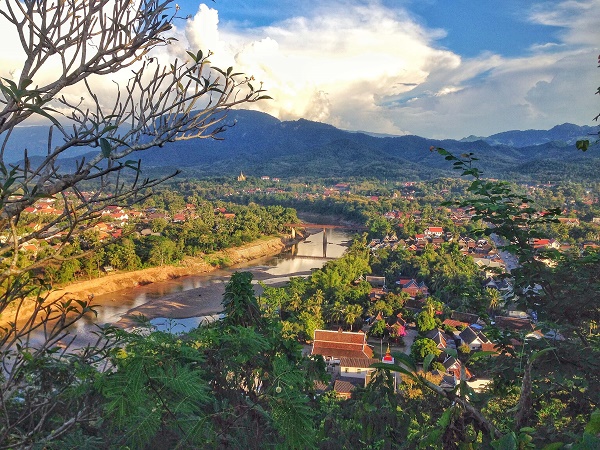 Sunset view from Phu Si Hill of Luang Prabang, Laos
