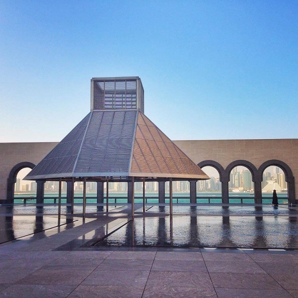 Water fountains at the Museum of Islamic Art in Doha Qatar