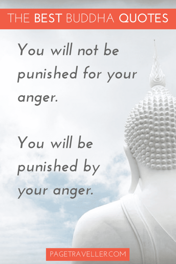 Buddha Quote Anger and Redemption - White Statue and Sky