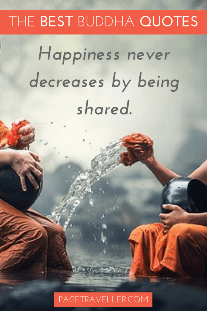 Buddha Quote Happiness and Sharing - Young Monks Playing with Water