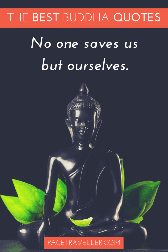 Buddha Quote Motivation - Black Statue and Leaves