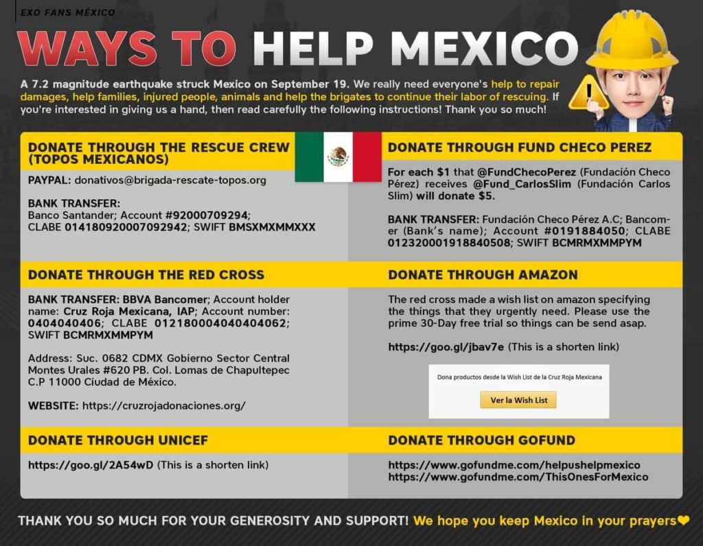 earthquakes in mexico city - help and donate