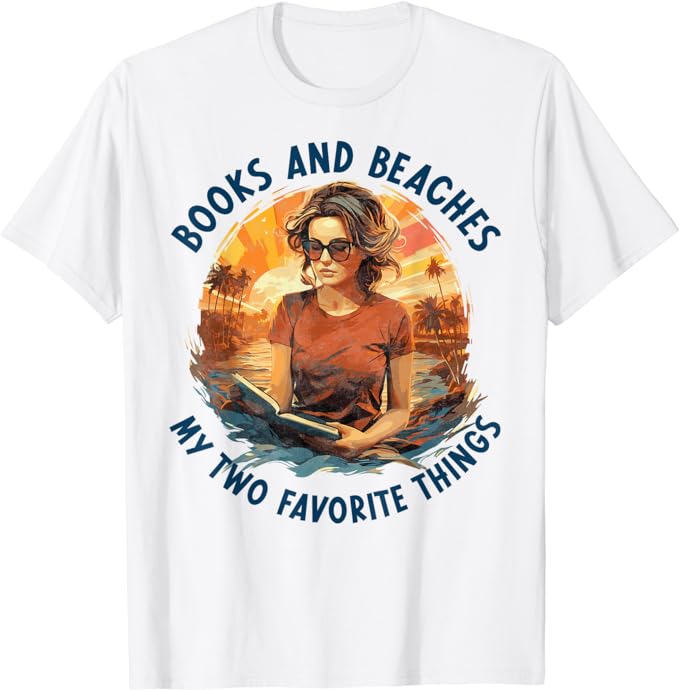 Books and beaches t-shirt