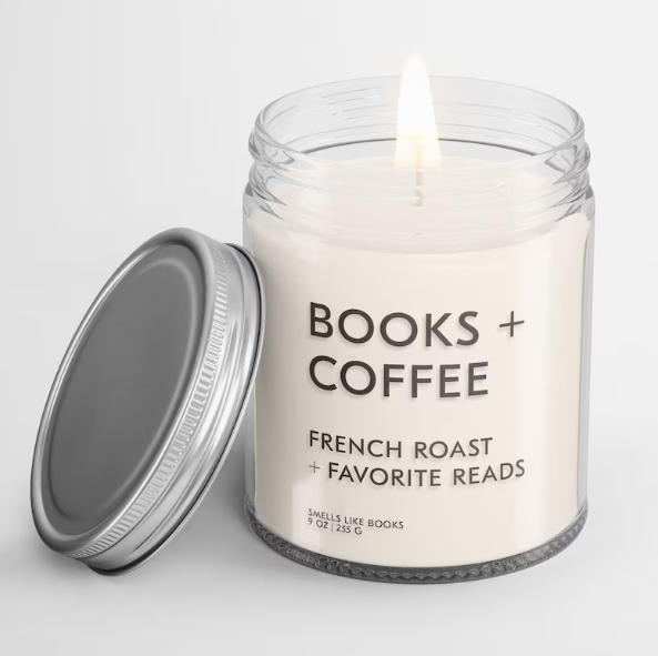 Books and coffee candle by SMELLSLIKEBOOKS