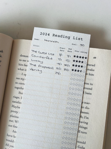 reading list bookmark by FullHeartsClub