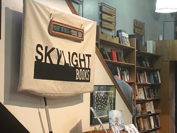 Bag and Bookshelves at Skylight Used Bookstore in Los Angeles