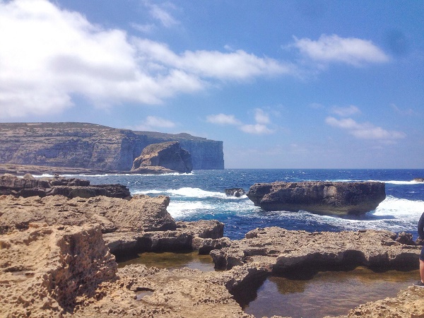 Cliffs, rocks and rockpools at Dwejra Bay, Gozo, Malta