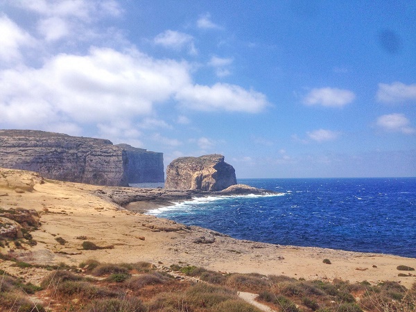 The cliffs and coastline of Dwejra Bay, Gozo, Malta