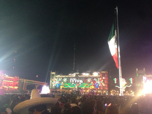 Zocalo square in Mexico City for el grito de la independencia