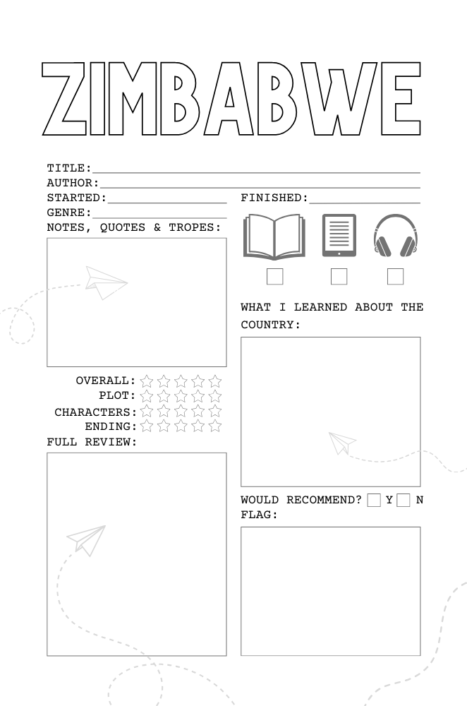 zimbabwe reading journal page