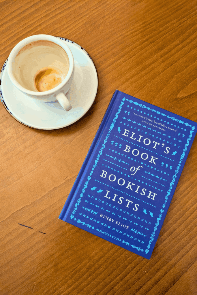 book and coffee cup at fox books cafe
