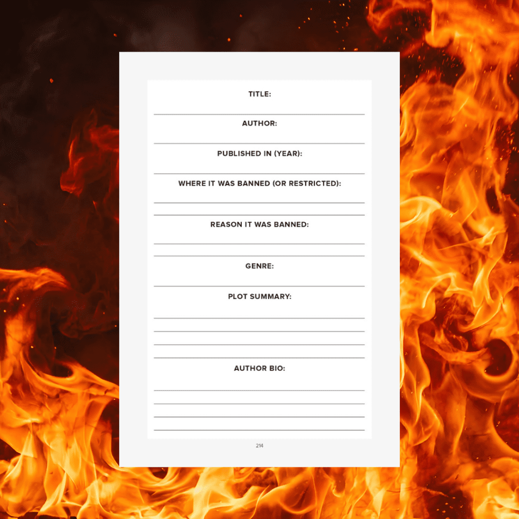 banned books reading journal page
