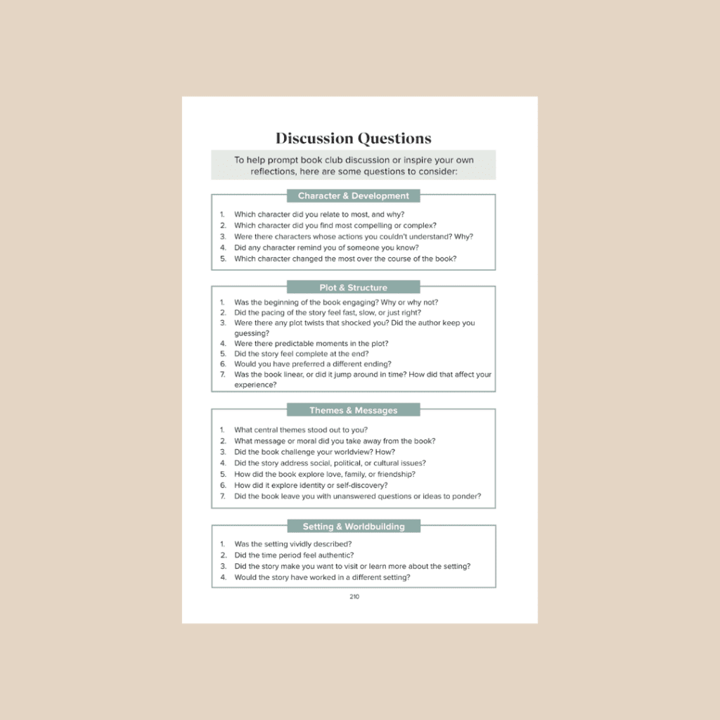 book club discussion questions page