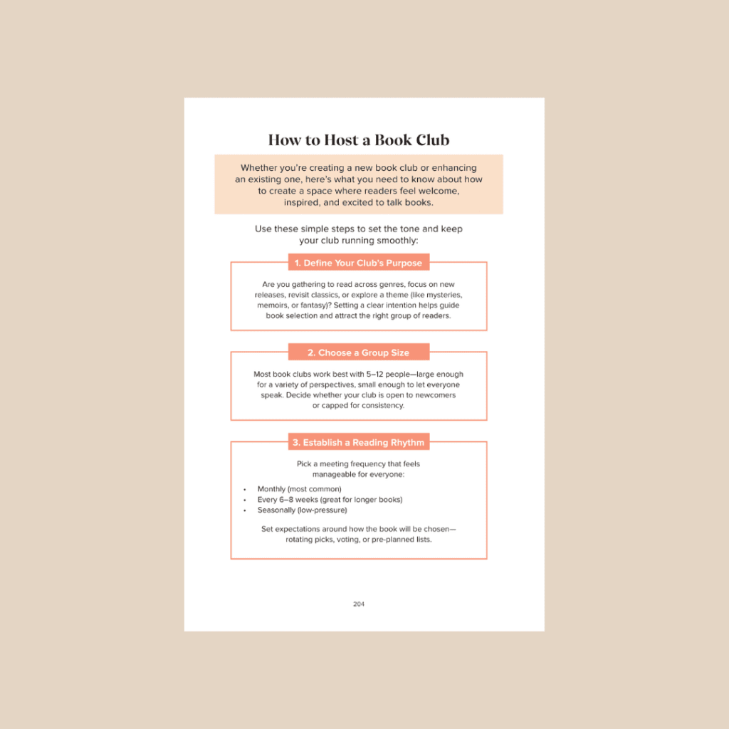 how to start a book club page