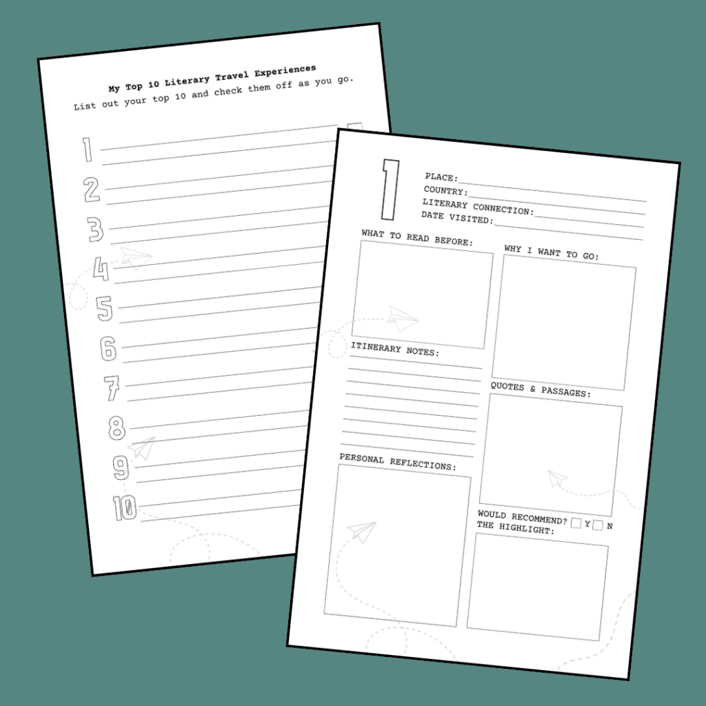 literary travel journal example pages